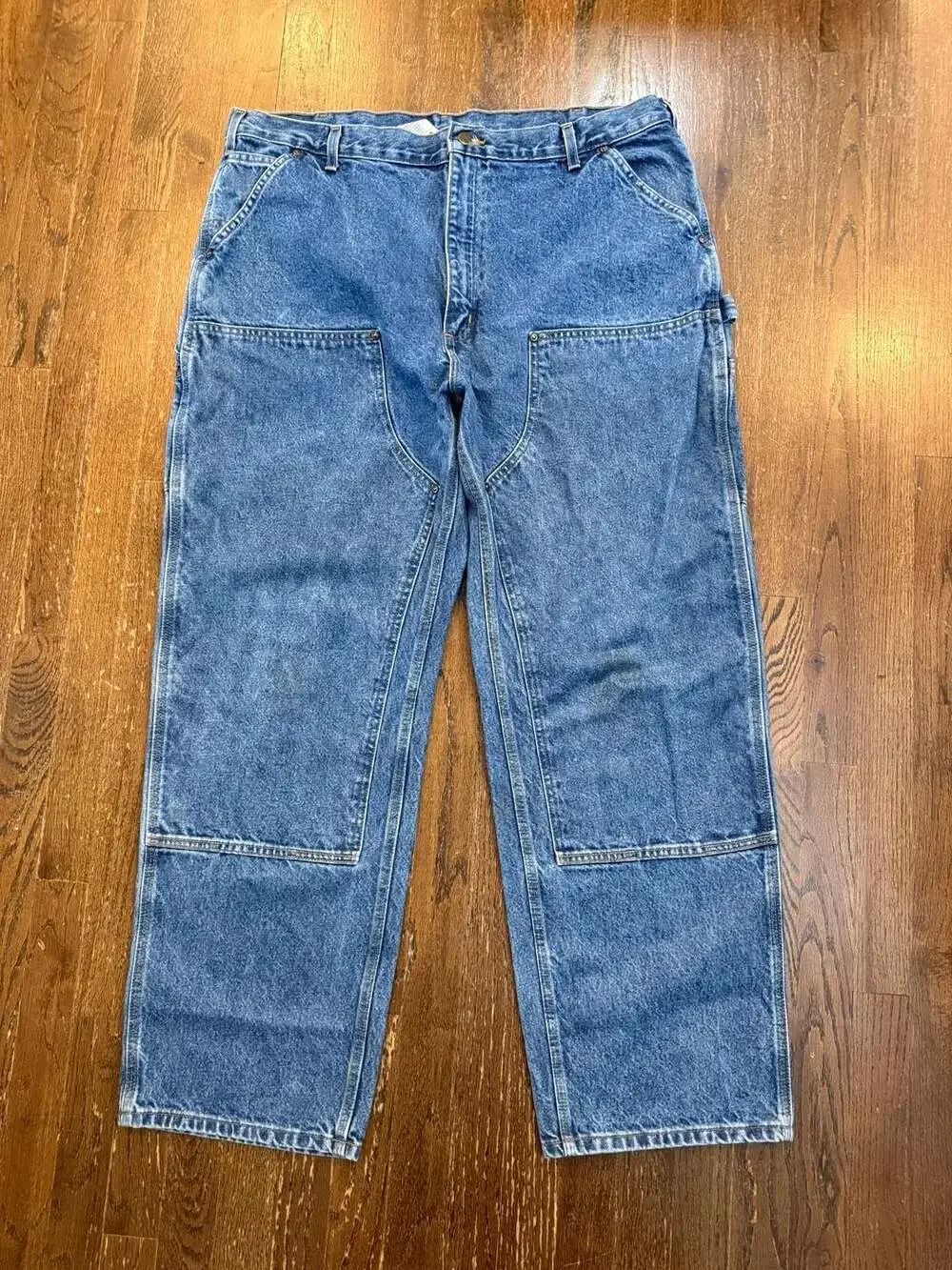Carhartt B73 DST Double Knee Denim Logger Dungarees Blue Men's 42x32